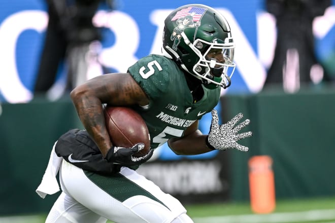 MSU wide receiver Germie Bernard returning a kickoff