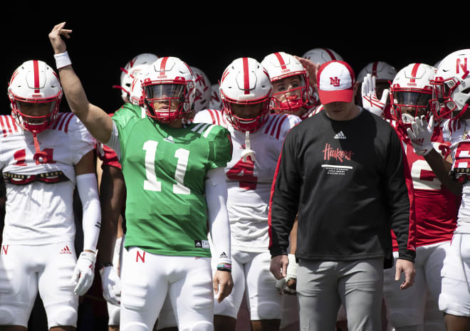 Nebraska quarterback Casey Thompson during the Red-White game tunnel walk