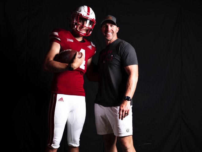 Kamdyn Koch (left) and his father Sam Koch, one of the most decorated punters in Husker program history.