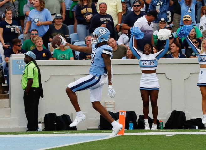 Antoine Green is one of 10 UNC players to catch a touchdown pass from Drake Maye this season.