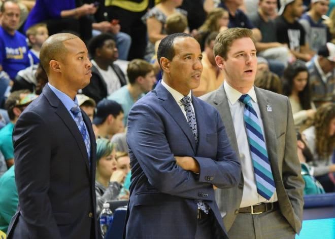 Takayo Siddle (far left) was with Kevin Keatts (center) at both Chatham (Va.) Hargrave Military Academy and UNC Wilmington.