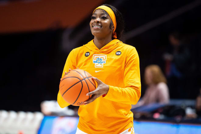 Tennessee forward Rickea Jackson (2) warms up before a basketball game between the Lady Vols and Wofford held at at Thompson-Boling Arena at Food City Center on Tuesday, Dec. 19, 2023.