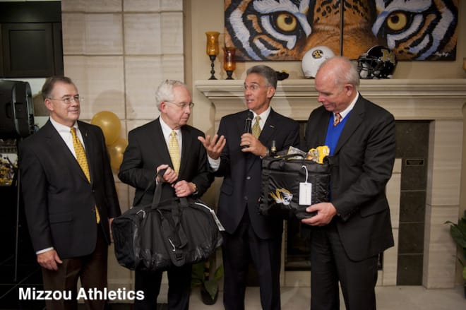 Deaton, Slive, Alden and Machen at Missouri's welcome ceremony