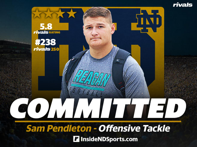 2023 four-star offensive lineman Sam Pendleton committed to Notre Dame on April 25. 