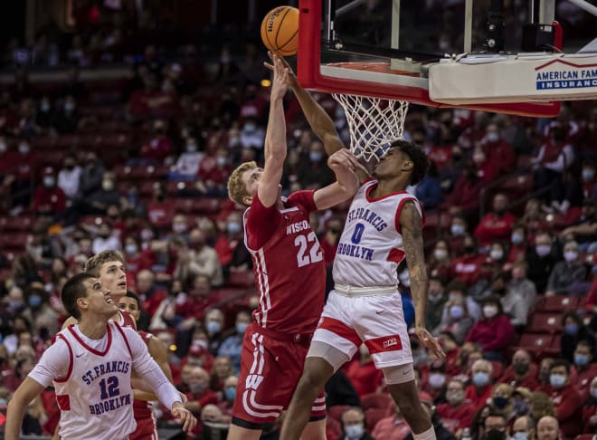 Wisconsin center Steven Crowl against St. Francis. 