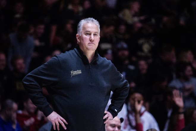 Feb 10, 2024; West Lafayette, Indiana, USA; Purdue Boilermakers head coach Matt Painter in the first half against the Indiana Hoosiers at Mackey Arena. Mandatory Credit: Trevor Ruszkowski-USA TODAY Sports © Trevor Ruszkowski-USA TODAY Sports