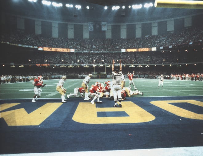 Georgia was awarded the national title after defeating Notre Dame 17-10 in the Sugar Bowl at New Orleans on Jan. 1, 1981.