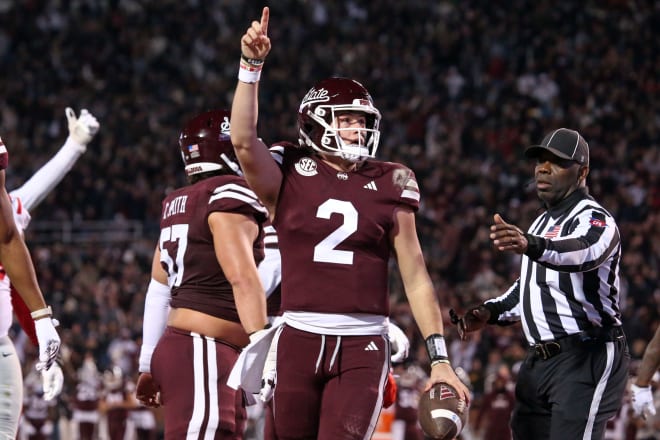 Mississippi State Bulldogs quarterback Will Rogers (2) reacts during the second half against the Mississippi Rebels at Davis Wade Stadium at Scott Field. Photo | Petre Thomas-USA TODAY Sports