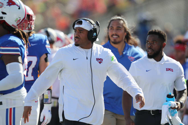 A former SMU linebacker, Randall Joyner now coaches the defensive line for his alma mater.