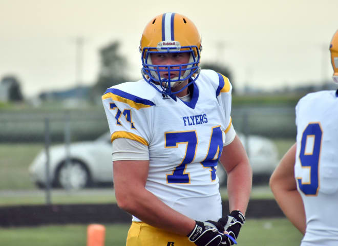 Notre Dame offensive line commit John Dirksen and Maria Stein (Ohio) Marion Local posted a 41-0 win over Hamler (Ohio) Patrick Henry on Friday.