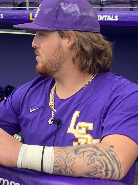 New LSU third baseman Tommy White, who hit .362 and 27 home runs as a freshman last season for North Carolina State, speaks to media at the team's media day Friday on the opening day of preseason practice.