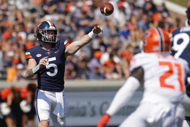 With 405 yards on Saturday, Brennan Armstrong is the first-ever UVa quarterback to open a season with consecutive 300-yard games.