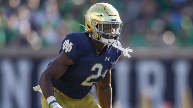 Junior Xavier Watts (26) is doing double duty these days for the Notre Dame football team.