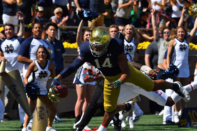 Notre Dame sophomore safety Kyle Hamilton against New Mexico in 2019