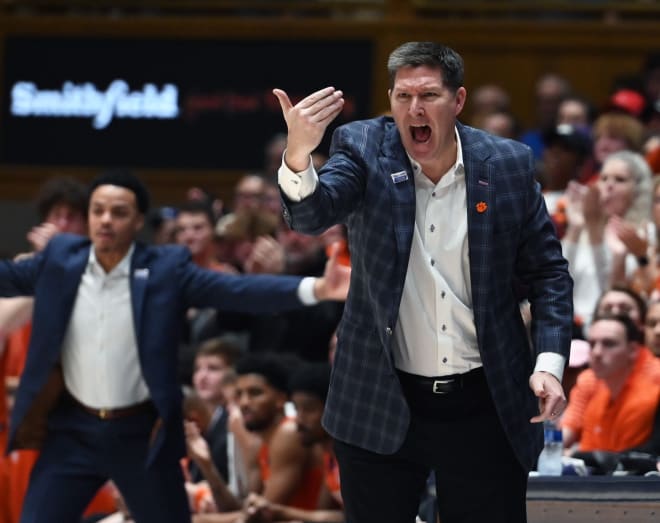 Clemson coach Brad Brownell yells during Saturday's game. 