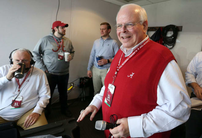 Eli Gold prepares for the broadcast before the Alabama football game with Western Carolina, Saturday, Nov. 23, 2019. Photo | Gary Cosby Jr.