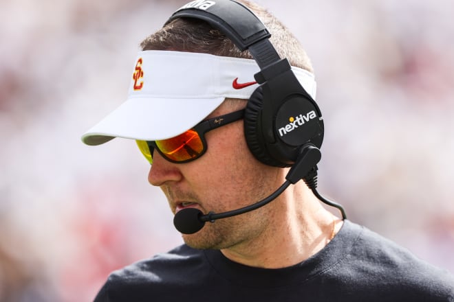 Lincoln Riley during USC's 48-41 win at Colorado.