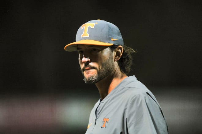 Tennessee head baseball coach Tony Vitello during the Tennessee baseball intrasquad scrimmage for the Orange & White World Series at Smokies Stadium on Thursday, Nov. 9, 2023.