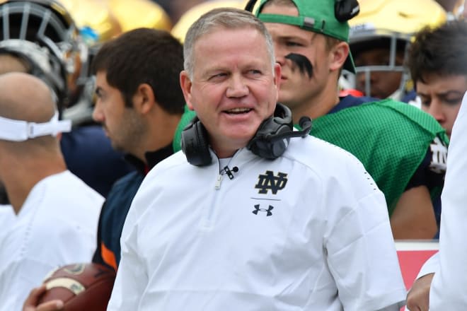 Notre Dame football head coach Brian Kelly during a game