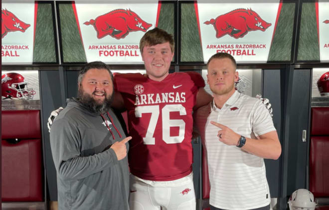 Four-star offensive lineman Luke Brown is Arkansas' latest commitment.