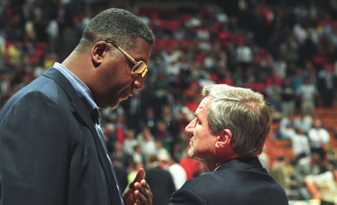 The late John Thompson and Dean Smith are shown here in 1995 in New Jersey.