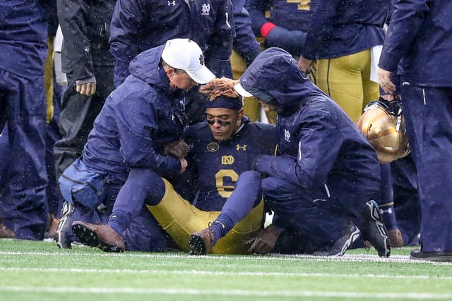 Junior wideout Equanimeous St. Brown is undergoing concussion protocol this week after his fall against Navy early in the first quarter.