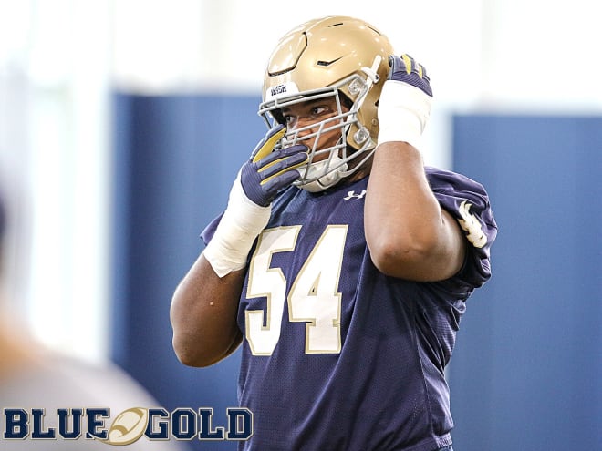 Notre Dame Fighting Irish football freshman offensive tackle Blake Fisher