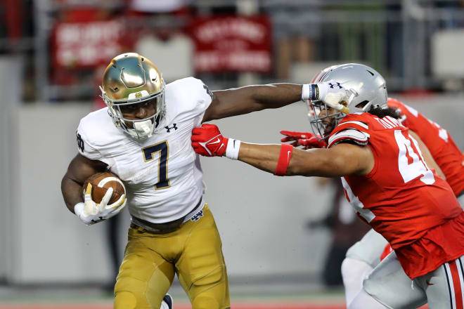 Notre Dame running back Audric Estime scored his first career touchdown against Ohio State.