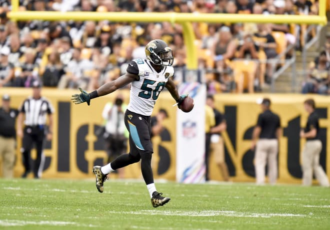 Telvin Smith had 16 tackles (14 solo) and a touchdown in the Jaguars' win over Pittsburgh.