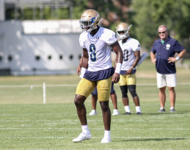 Senior cornerback Donte Vaughn was a standout for the Irish defense on the first day of fall camp.