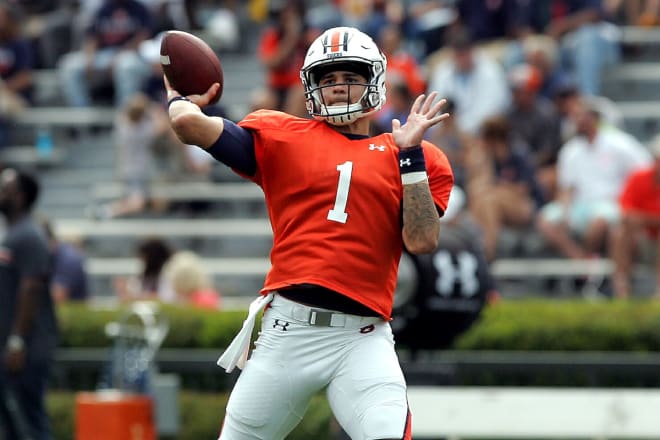 Joey Gatewood (1) makes up half of Auburn's QB competition. 