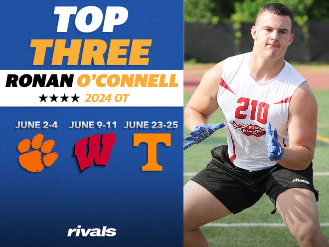 Clemson, Wisconsin, and Tennessee make up the Top 3 for Ronan O'Connell