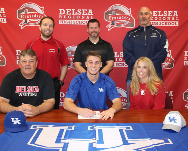 New Jersey righthanded pitcher Brad Dobzanski signed with UK in November. Picture via Twitter. 