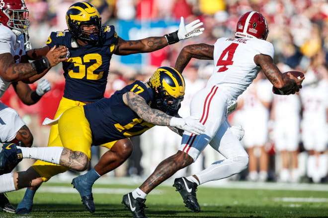 Jalen Milroe was harassed by the Michigan defense for the entire game