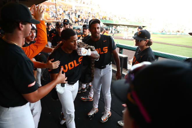 Tennessee infielder Christian Moore set the single season home run record in his first at-bat in the Vols’ win over South Carolina on Thursday. 