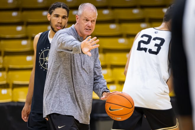 Tad Boyle at a recent practice at the CU Events Center in Boulder 