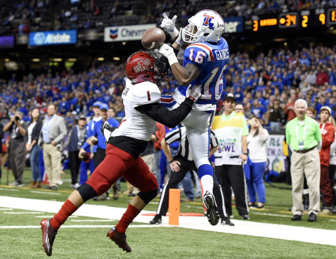 Marcus Gaines goes up for a catch in the end zone during the R+L Carriers New Orleans Bowl.