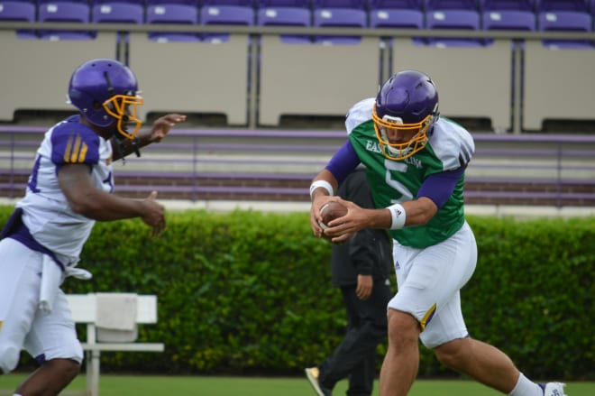 East Carolina completes their first scrimmage of this year's fall camp in Dowdy-Ficklen Stadium.