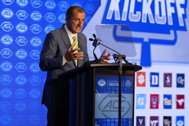 ACC Commissioner Jim Phillips taking questions at the ACC Kickoff