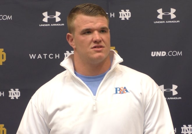 Notre Dame offensive lineman Mike McGlinchey said the Irish offensive line has made major strides this spring 