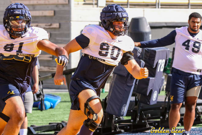 Defensive lineman Brett Johnson goes through drills during training camp earlier this month.