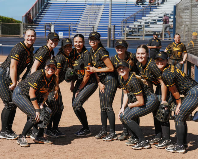 The Iowa softball team poses before a game earlier this season. 