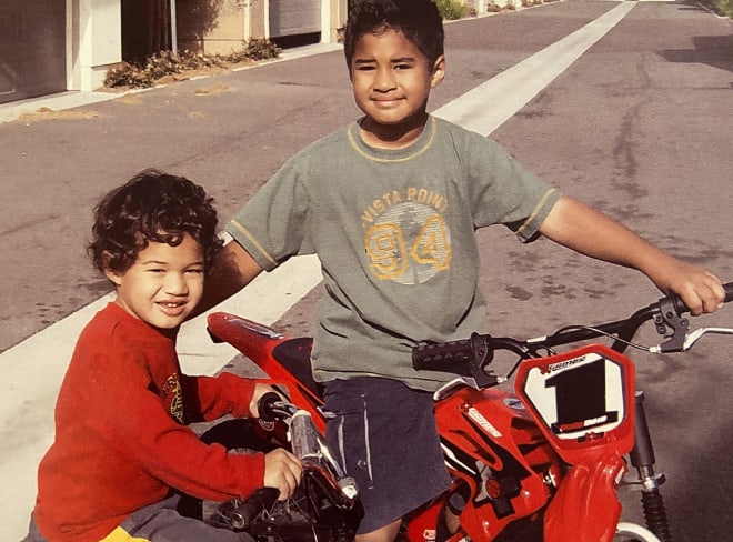 The Uiagalelei brothers get ready for a morning ride.