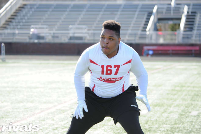 Geth during OL drills at the Rivals Camp in Charlotte