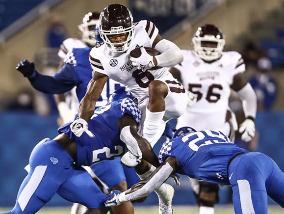 Kylin Hill leads Mississippi State in receptions, but not rushing yards.
