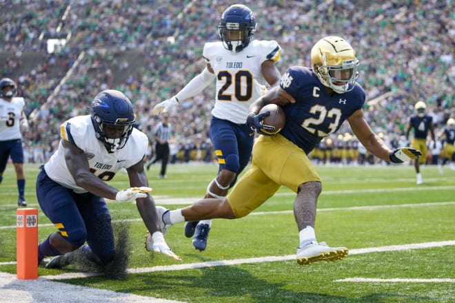 Notre Dame Fighting Irish football junior running back Kyren Williams versus the Toledo Rockets