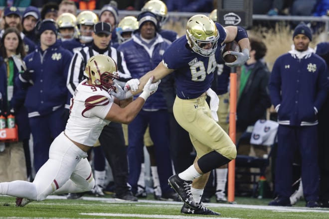 Former Notre Dame tight end and Chicago Bears draft choice Cole Kmet