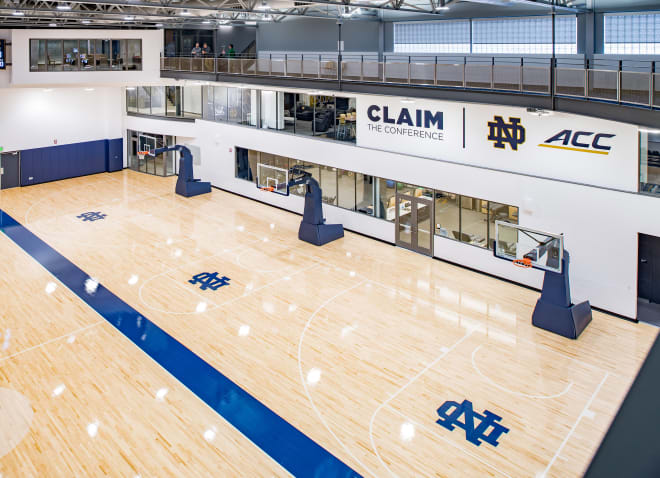 The new 77,000 square foot Rolfs Practice Center houses everything for the basketball programs under one roof.