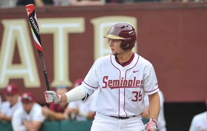Florida State catcher Cal Raleigh finished 2 of 4 with an RBI in his team's 8-5 loss to Boston College on Friday.