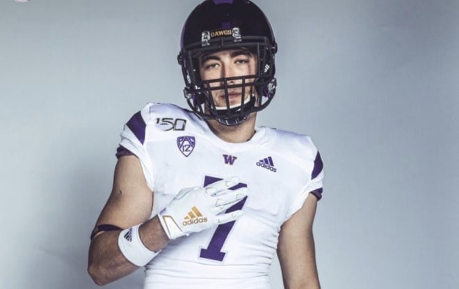 2020 four-star Murrieta (Calif.) Murrieta Valley tight end Jack Yary on his official visit to Washington Dec. 13. 